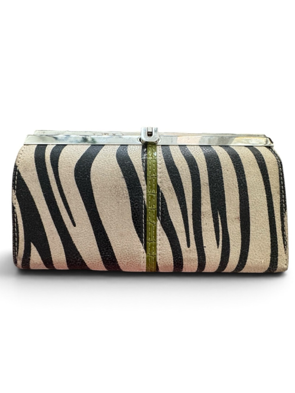 ROSETTI New York Zebra Print Green Trim Clutch Wallet
